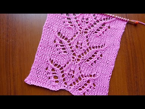 Видео: Ажурный узор "Тюльпан" + схема. Knitting an openwork pattern "Tulips" + scheme.