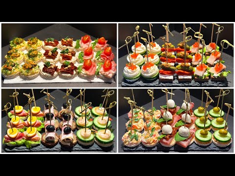 Видео: 12 простых рецепта праздничных закусок и канапе! Вкусные закуски за 5 минут!