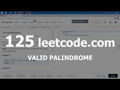 Видео: Разбор задачи 125 leetcode.com Valid Palindrome. Решение на C++