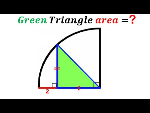 Видео: Можете ли вы найти площадь закрашенного зеленым треугольника? | (Четверть круга) | #математика #м...