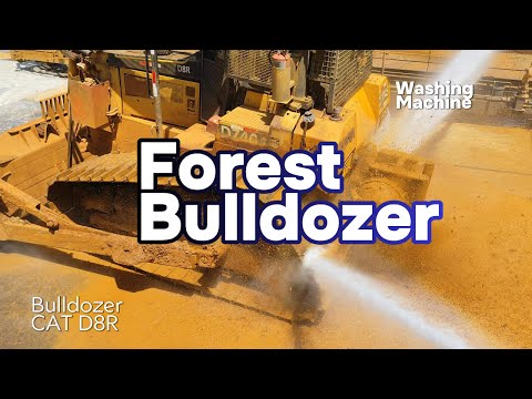 Видео: Мойка тяжелого оборудования. Лесной бульдозер. Для бульдозера Cat D8R это займет всего минуту