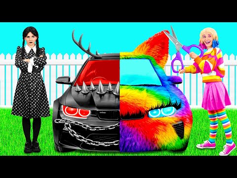 Видео: Радужная машина vs Черная машина Челлендж | Сумасшедший Челлендж от DaGaDa Challenge