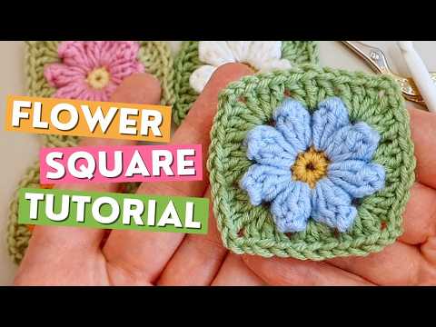 Видео: Как связать крючком цветок попкорн в технике бабушкин квадрат для начинающих 🌼