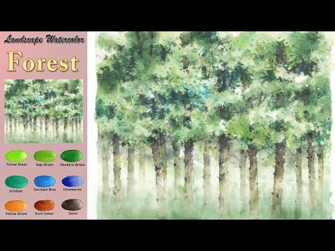Видео: Как нарисовать «Лес» акварелью (Arches rough)NAMIL ART