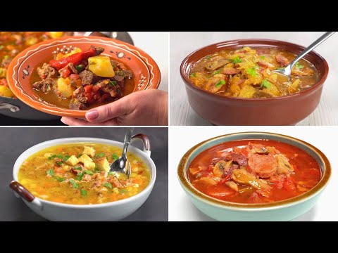 Видео: Вкусные ГОРЯЧИЕ СУПЫ С МЯСОМ - 4 популярных рецепта из разных стран от Всегда Вкусно!