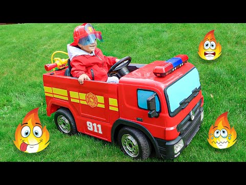 Видео: Влад играет в пожарного - Веселое видео для детей