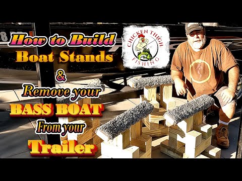 Видео: Как построить подставки для лодок и снять лодку для ловли окуня с прицепа #bassboat #boatstand #t...