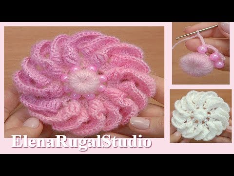 Видео: 3D Лепестки в цветке крючком Урок 137 Подробный мастер класс