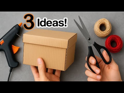 Видео: Не выбрасывайте старые картонные коробки и обрезки ткани! 3 невероятные идеи