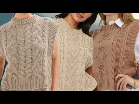 Видео: Трендовые вязаные жилеты, безрукавки. Trendy knitted vests, sleeveless jackets.