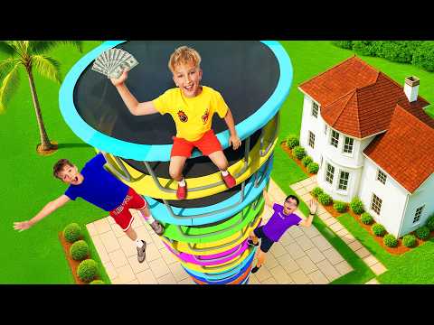 Видео: Последний, кто покинет батутную башню, получит 10 000 долларов!