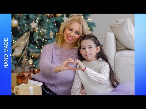 Видео: Джемпер из Кид Мохера с удлиненной линией реглана и ажурной дорожкой по переду изделия.