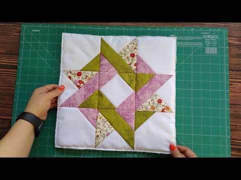 Видео: Красивый блок-звезда с простыми четвертными квадратными треугольниками (QST)