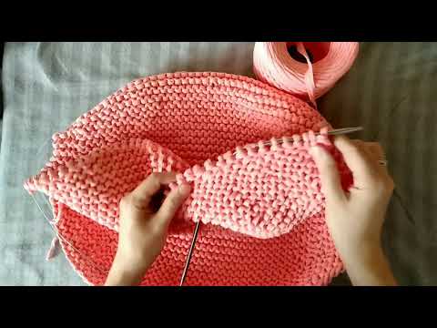 Видео: Пуф спицами МК!Пуф из трикотажной пряжи