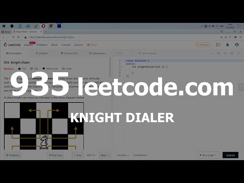 Видео: Разбор задачи 935 leetcode.com Knight Dialer