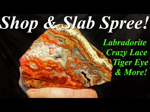 Видео: Каменный магазин и слэбы! Огранка фантастического лабрадорита, тигрового глаза, кружевного агата,...