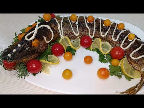 Видео: Фаршированная щука с грибами.