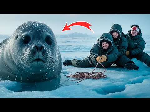 Видео: Тюлень вынырнул из полыньи — а они стояли прямо на её краю