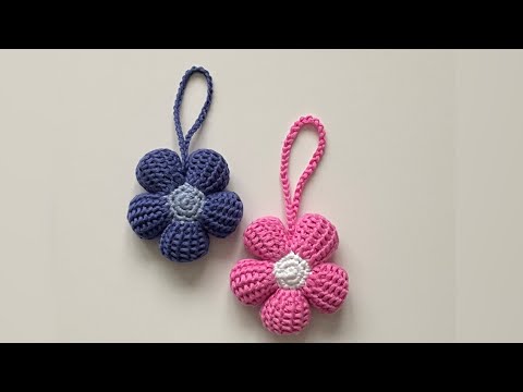 Видео: Вязание крючком – брелок-цветок – тунисское вязание крючком