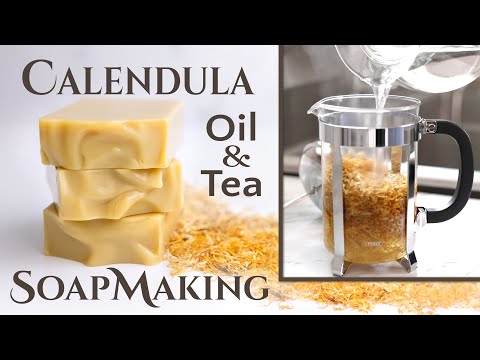 Видео: Мыло с календулой, настоянное на масле и чае | Холодный способ мыловарения