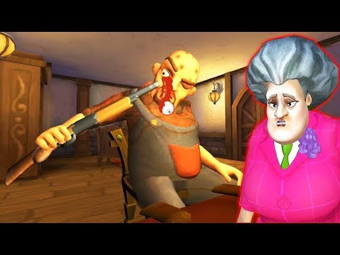 Видео: Убил Мужа Бабки Учительница Мисс Ти! - Scary Teacher 3D Scary Neighbor 3D