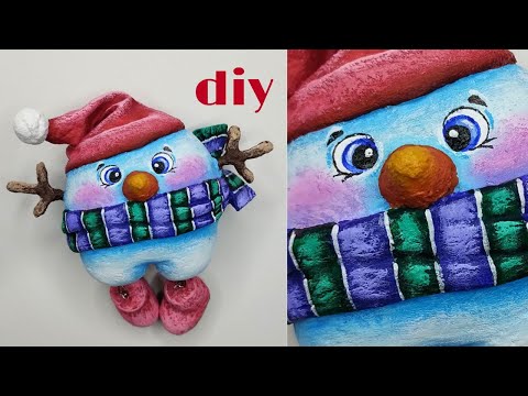 Видео: МК Снеговик из ваты на ёлочку / Ватная игрушка / DIY cotton wool toy / Snowman