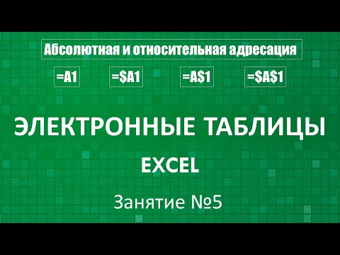 Видео: Электронные таблицы Excel :: Занятие №5 (Абсолютная и относительная адресация)