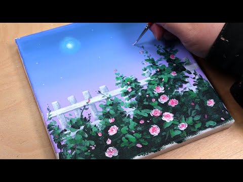 Видео: Лунная роза / Акриловая живопись для начинающих / Урок рисования