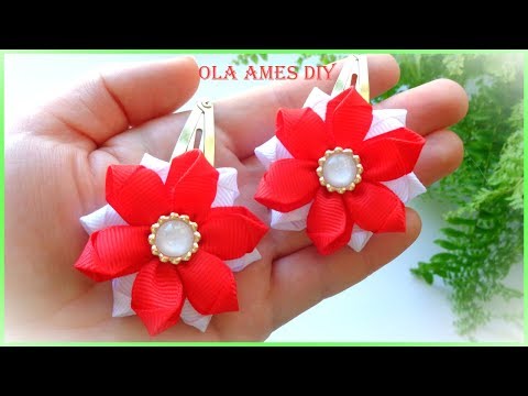 Видео: Простая заколка канзаши клик клак/Easy DIY Kanzashi Hair Сlip/Tic tac com Flor de fita/Ola  ameS DIY