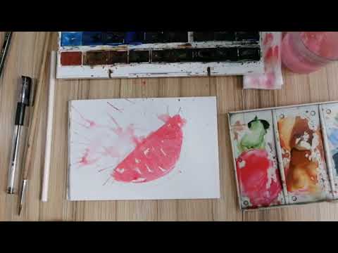 Видео: Как нарисовать арбуз акварелью