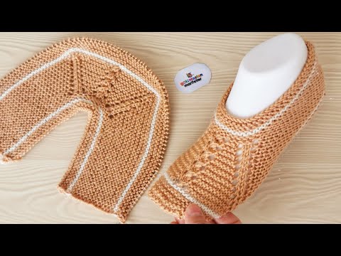 Видео: Трикотажные пинетки с новым дизайном - вязаные женские пинетки
