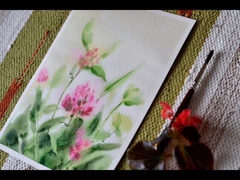 Видео: Картина акварелью Теплый клевер. Watercolor painting.