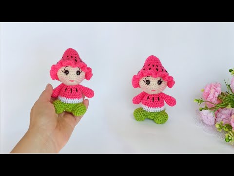 Видео: Очень мило🍉Как вязать Маленького АРБУЗНОГО гнома крючком🍉Кукла амигуруми