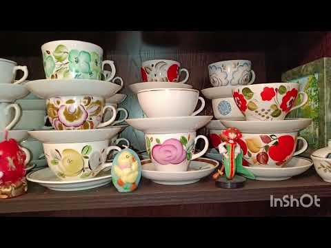 Видео: Советская посуда за стеклом ветрины, в гостях у коллекционеров.
