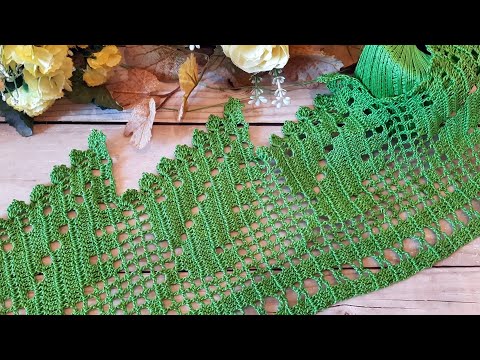 Видео: Широкая КАЙМА с листиками🍃 в филейной технике КРЮЧКОМ.