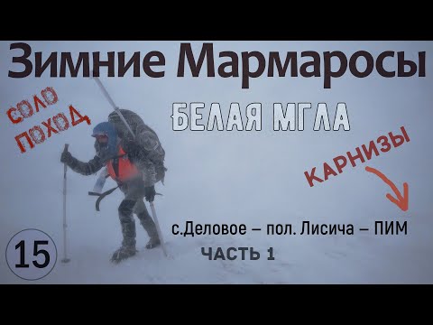 Видео: Зимние Мармаросы: сильный ветер, нулевая видимость, карнизы. Поднимаюсь на Поп Иван Мармарошский 1/3