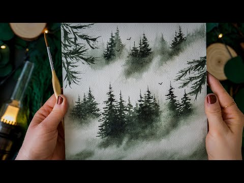 Видео: Рисуем туманный акварельный пейзаж для начинающих
