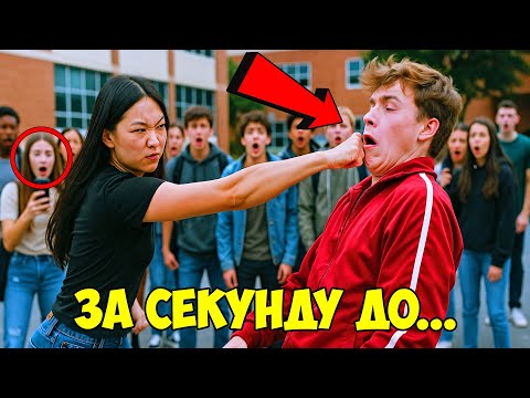 Видео: Хулиганы напали на Азиатку. БОЛЬШАЯ ошибка. Ей пришлось...