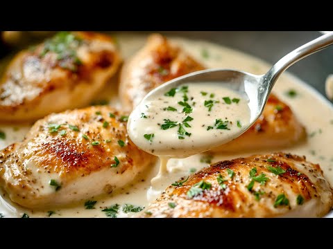 Видео: Хрустящая курица в сливочно-чесночном соусе, всего 5 минут!