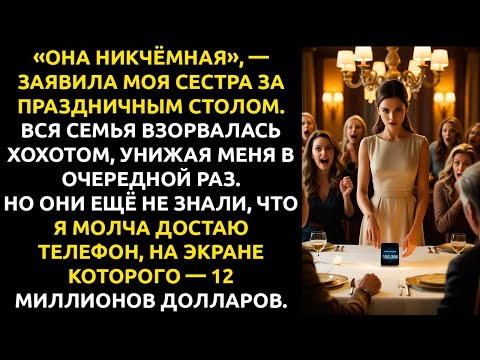 Видео: Сестра назвала меня НИКЧЁМНОЙ на семейном ужине... а потом УВИДЕЛА мой банковский счёт.