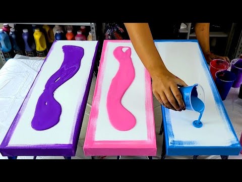 Видео: Удивительный Акрил Изобразительное искусство с участием Контрастный Цвета - Розовый, Синий, и ЧЕРНЫЙ
