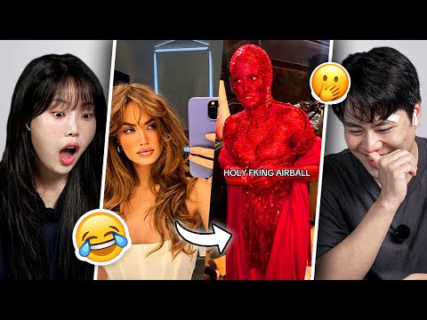 Видео: Корейский парень и девушка впервые реагируют на челлендж TikTok “Holy Airball” | Y