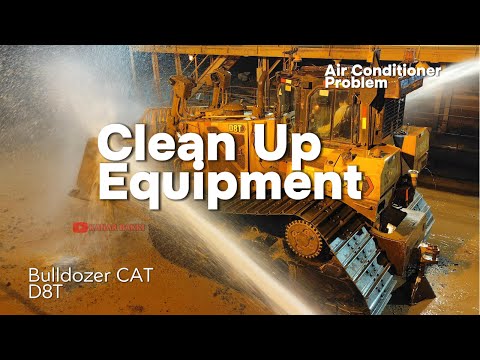 Видео: Весело. Мойка тяжелой техники под большим давлением воды. Бульдозер Cat D8T