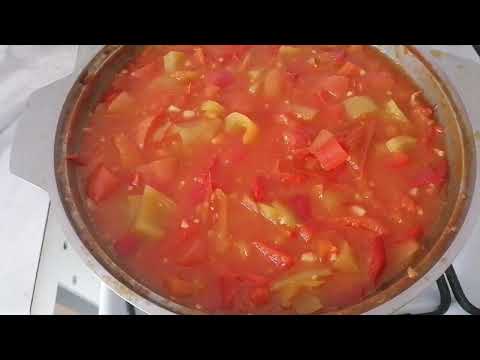Видео: Лечо из перца и помидорами 