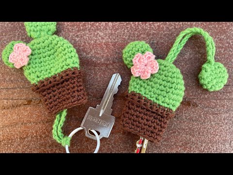 Видео: Чохол для ключа | Чохол гачком | Кактус гачком | Key case crochet