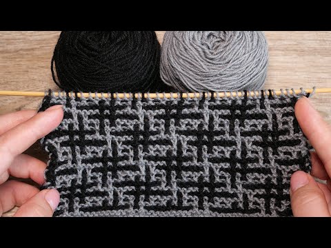 Видео: 🧩 Узор «Хэштег» спицами – мозаичная техника вязания # «Hashtag» - Mosaic Knitting in Garter Stitch 🧩