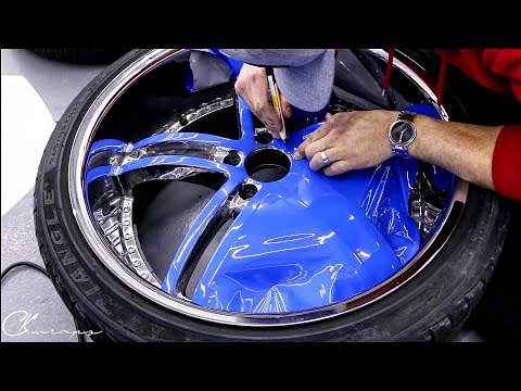 Видео: 15 минут. Как профессионально оклеить диски колёс, используя глянцевую плёнку Riviera Blue, подхо...