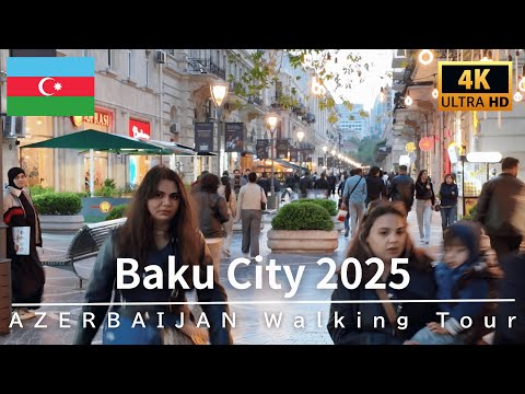 Видео: 【4K Прогулка по Баку】Центр Баку, улица Низами, Азербайджан, апрель 2025 | 4K HDR 60fps