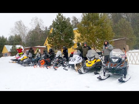 Видео: Покатушки на снегоходах большой компанией! Тайга, BPR Tundra, Lynx Ranger, Veсtor, Yamaha Viking.