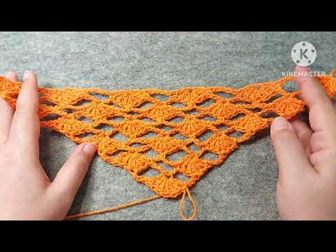 Видео: Как связать очень оригинальную женскую шаль открытым стежком крючком, просто, быстро и с